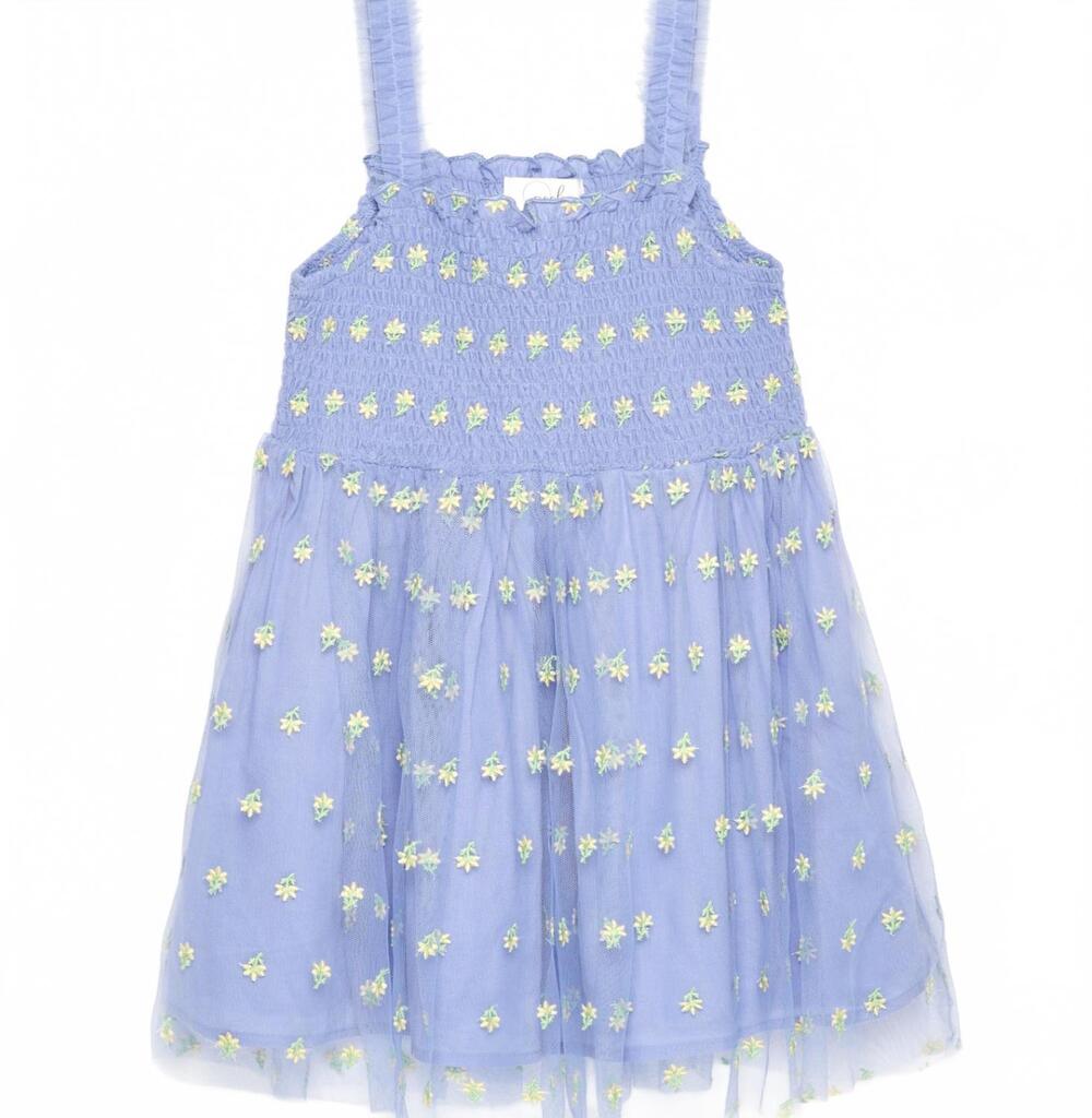 NEW PEEK AREN'T YOU CURIOUS kid's all over embroidery dress in blue